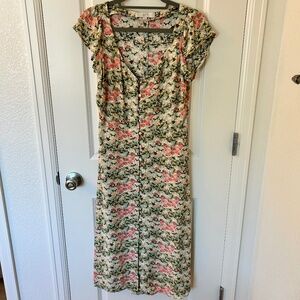 LOFY Flutter Sleeve Button Midi Dress